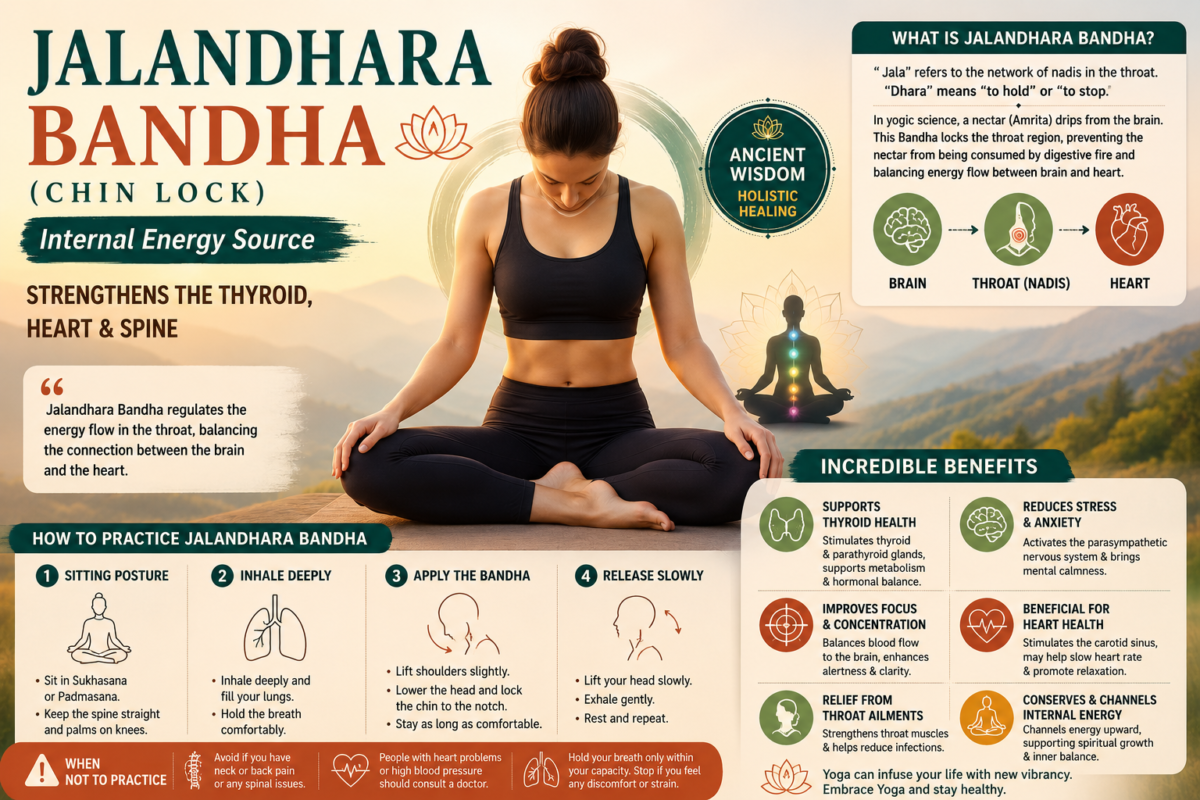 Jalandhara Bandha (Chin Lock): The Ancient Yogic Practice for Thyroid, Heart & Mental Wellness