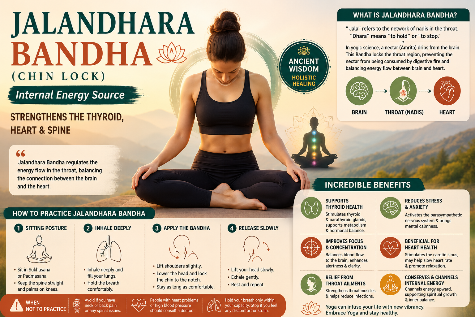 Jalandhara Bandha (Chin Lock): The Ancient Yogic Practice for Thyroid, Heart & Mental Wellness