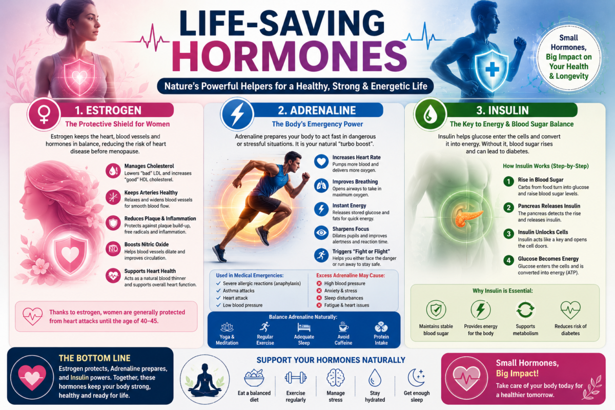 Life-Saving Hormones: How Estrogen, Adrenaline & Insulin Protect Your Body