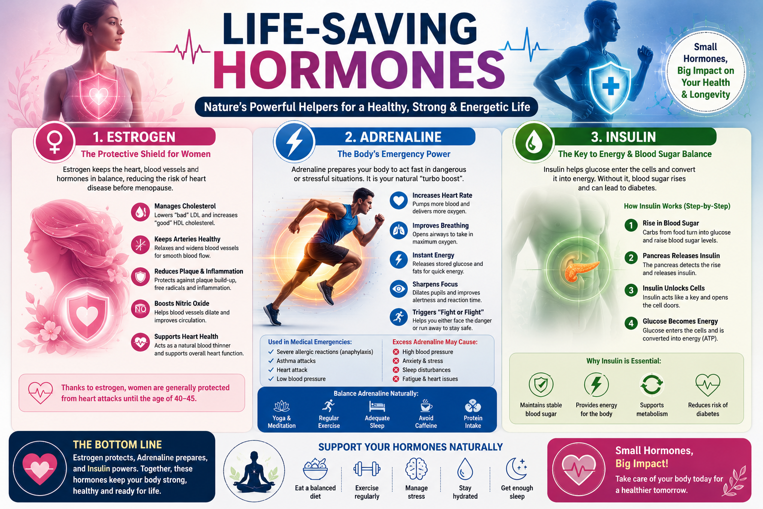 Life-Saving Hormones: How Estrogen, Adrenaline & Insulin Protect Your Body